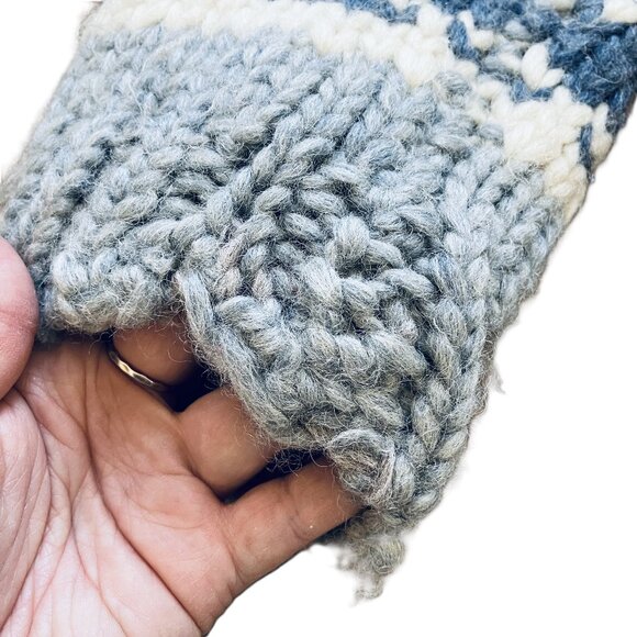 Cowichan Hand Knit Wool Cardigan Sweater Blue/Cream Snowflake Pattern Vintage - Picture 3 of 8